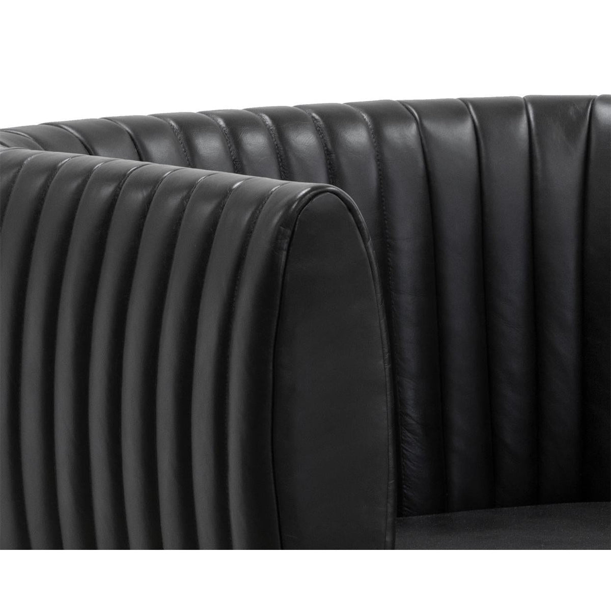 Tryor Vintage Black Leather Lounge Chair - Chair Detail | Bone & Brass