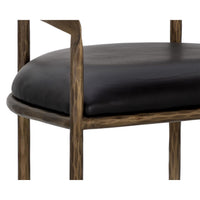 Zanatta Antique Brass & Black Leather Counter Stool - Stool Seat Detail | Bone & Brass