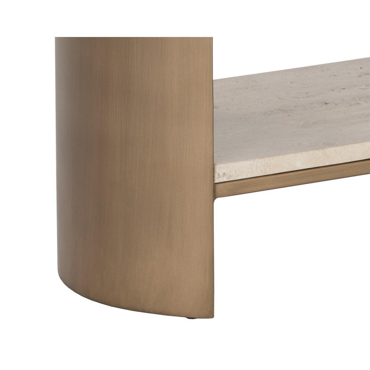 Roshni Antique Gold & Travertine Side Table - Table Top View | Bone & Brass