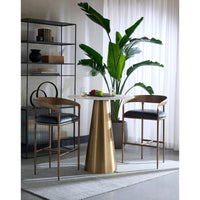 Zanatta Antique Brass & Black Leather Counter Stool - Stool Side View | Bone & Brass