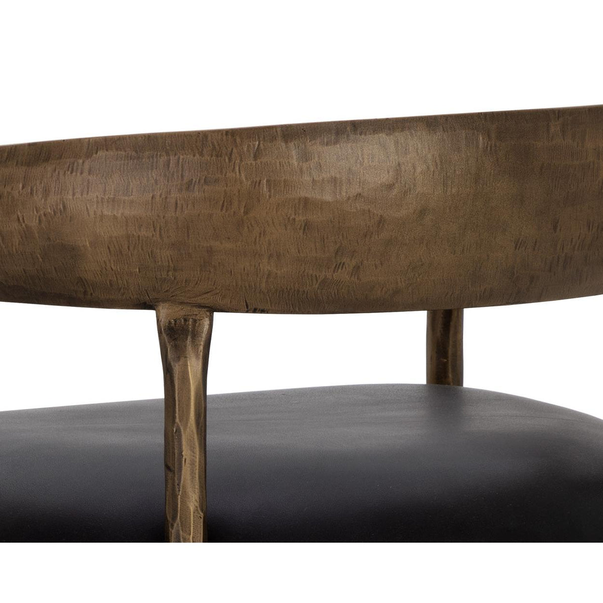 Zanatta Antique Brass & Black Leather Counter Stool - Stool Detail | Bone & Brass