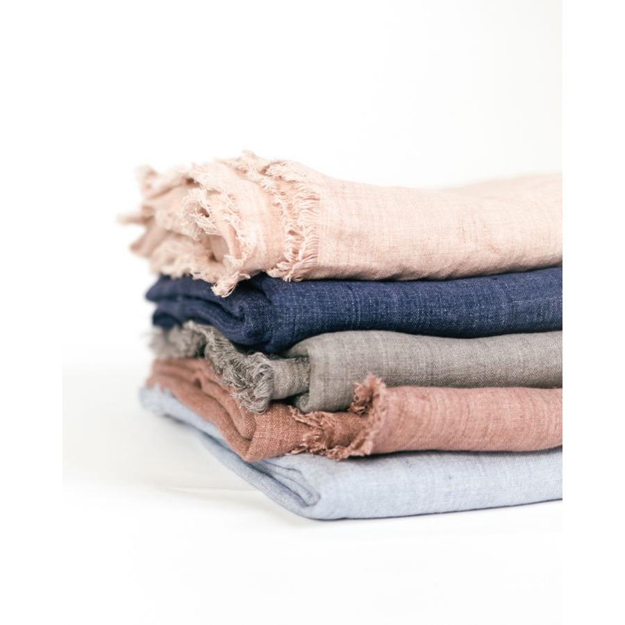 Stone Washed Linen Throw Blanket