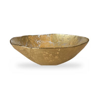 Cracked gold foil leafing glass bowl with crackled white marbling