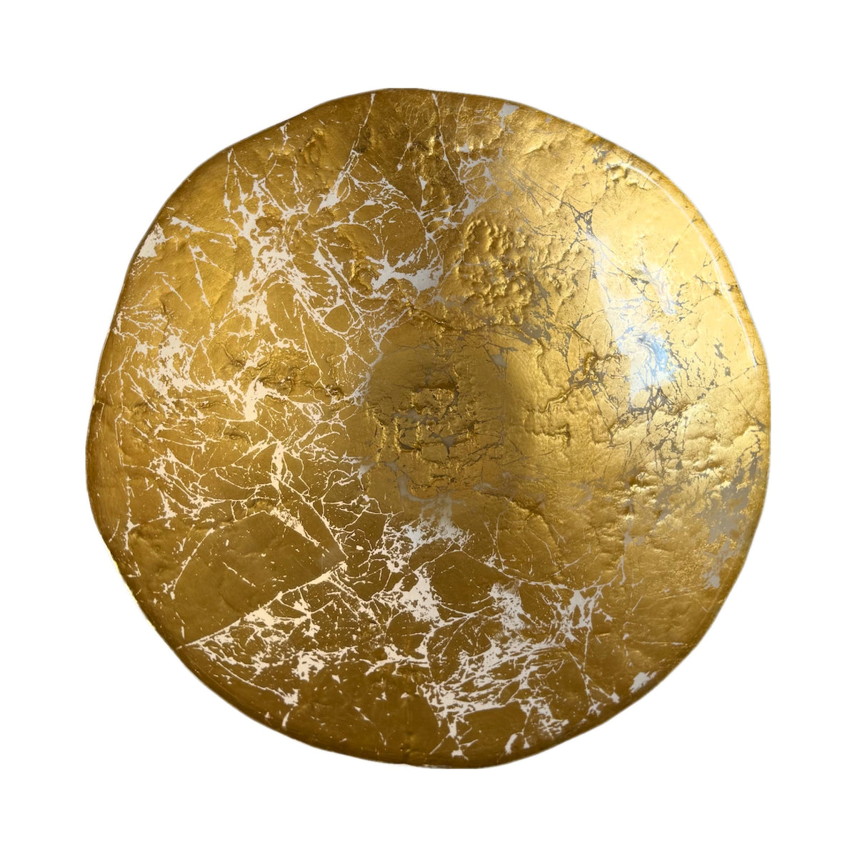 Handcrafted gold leaf glass bowl with organic wavy rim