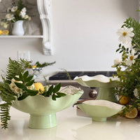 Encanto Carola Large Pedestal (Pistachio White) - Bowl Top View | Bone & Brass