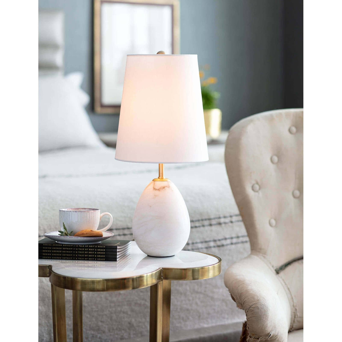 Jared Alabaster Mini Lamp - Lamp Base Detail | Bone & Brass