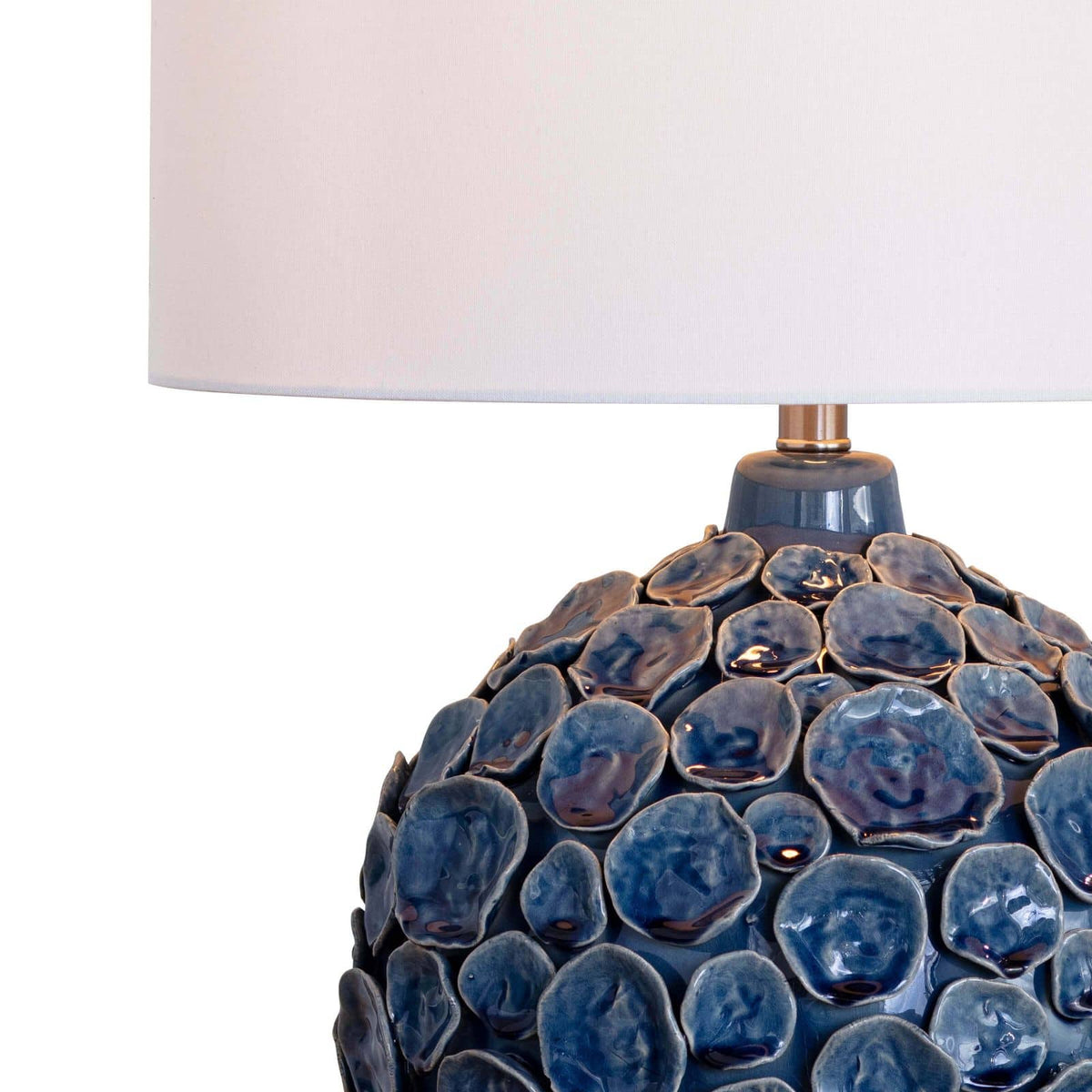 Lucia Ceramic Table Lamp Blue - Lamp Shade Detail | Bone & Brass