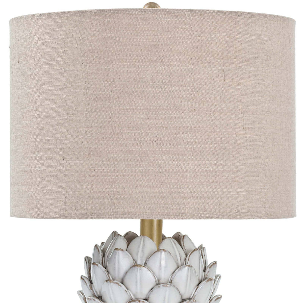 Leafy Artichoke Ceramic Table Lamp Off White - Lamp Base Detail | Bone & Brass