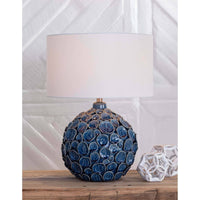 Lucia Ceramic Table Lamp Blue - Lamp Detail | Bone & Brass
