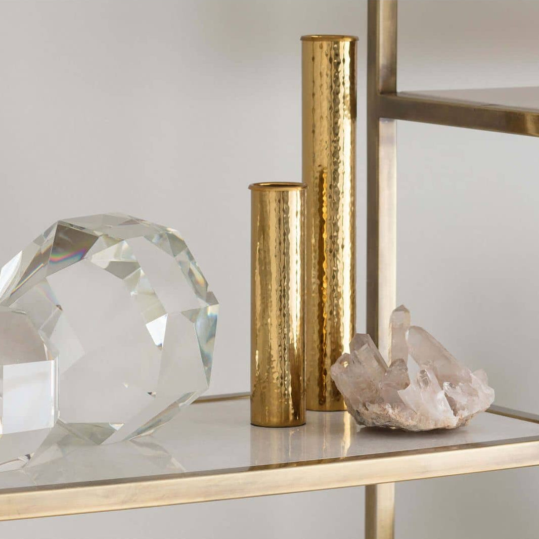 Hammered Polished Brass Bud Vases