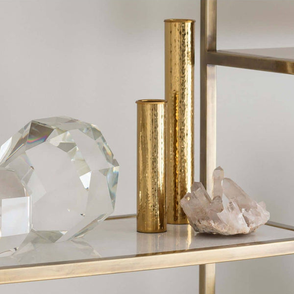 Hammered Polished Brass Bud Vases