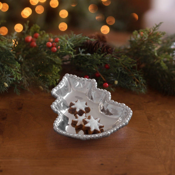 Silver Christmas Tree Mini Serving Platter