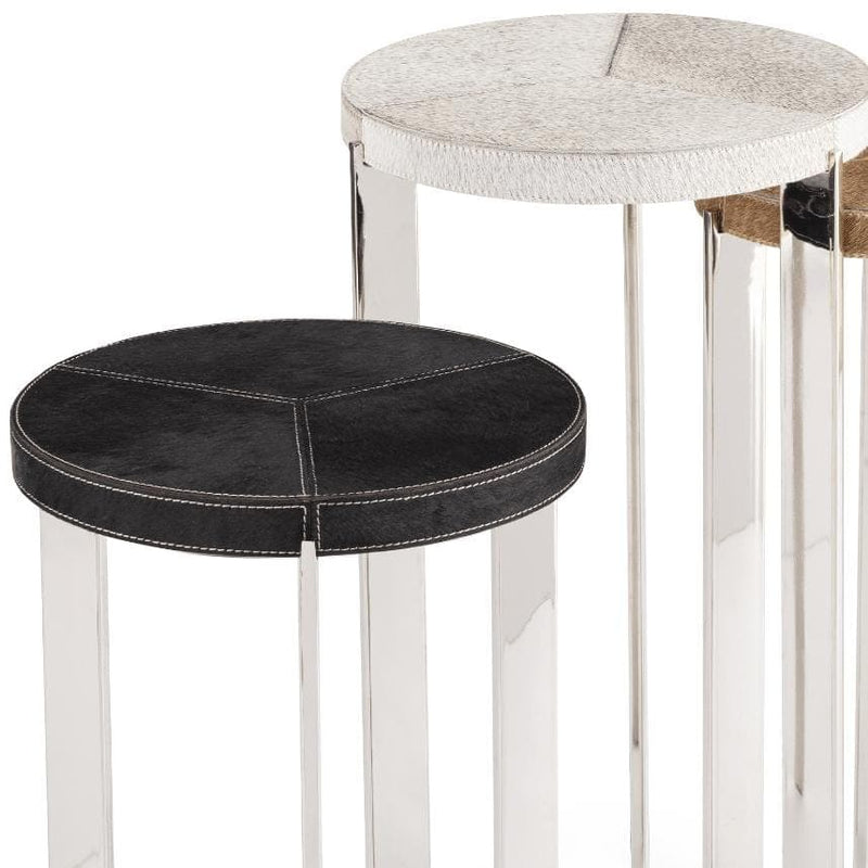 Andres Polished Nickel Hide Accent Table Set