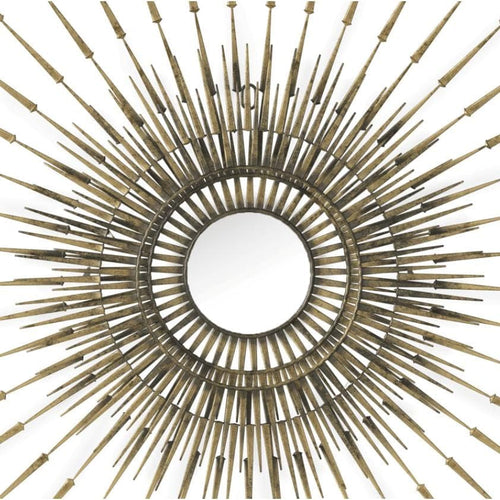 Zon Spoked Round Antique Gold Mirror