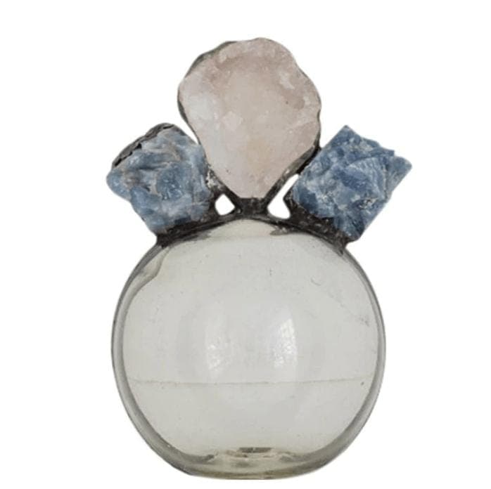 Blue Calcite & Geode Round Decorative Bottle
