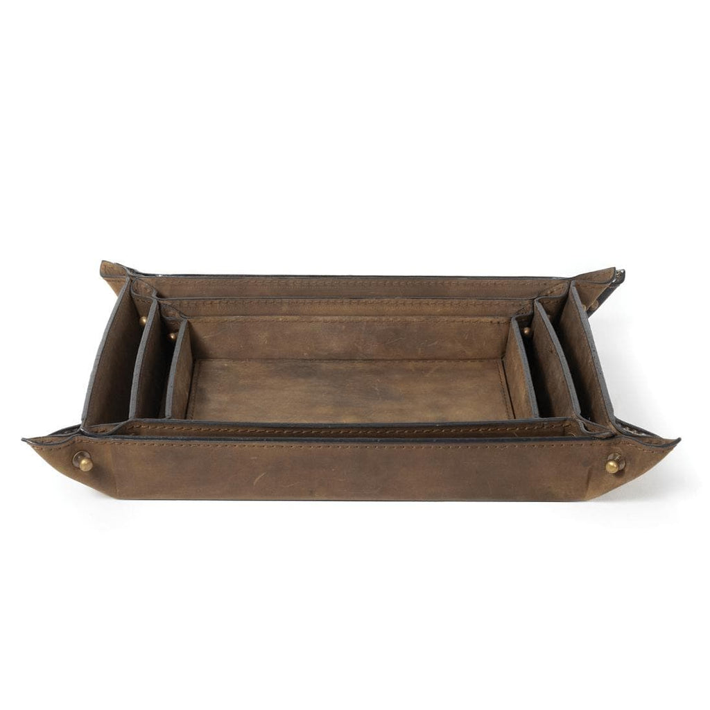 Derby Leather Tray Set Brown