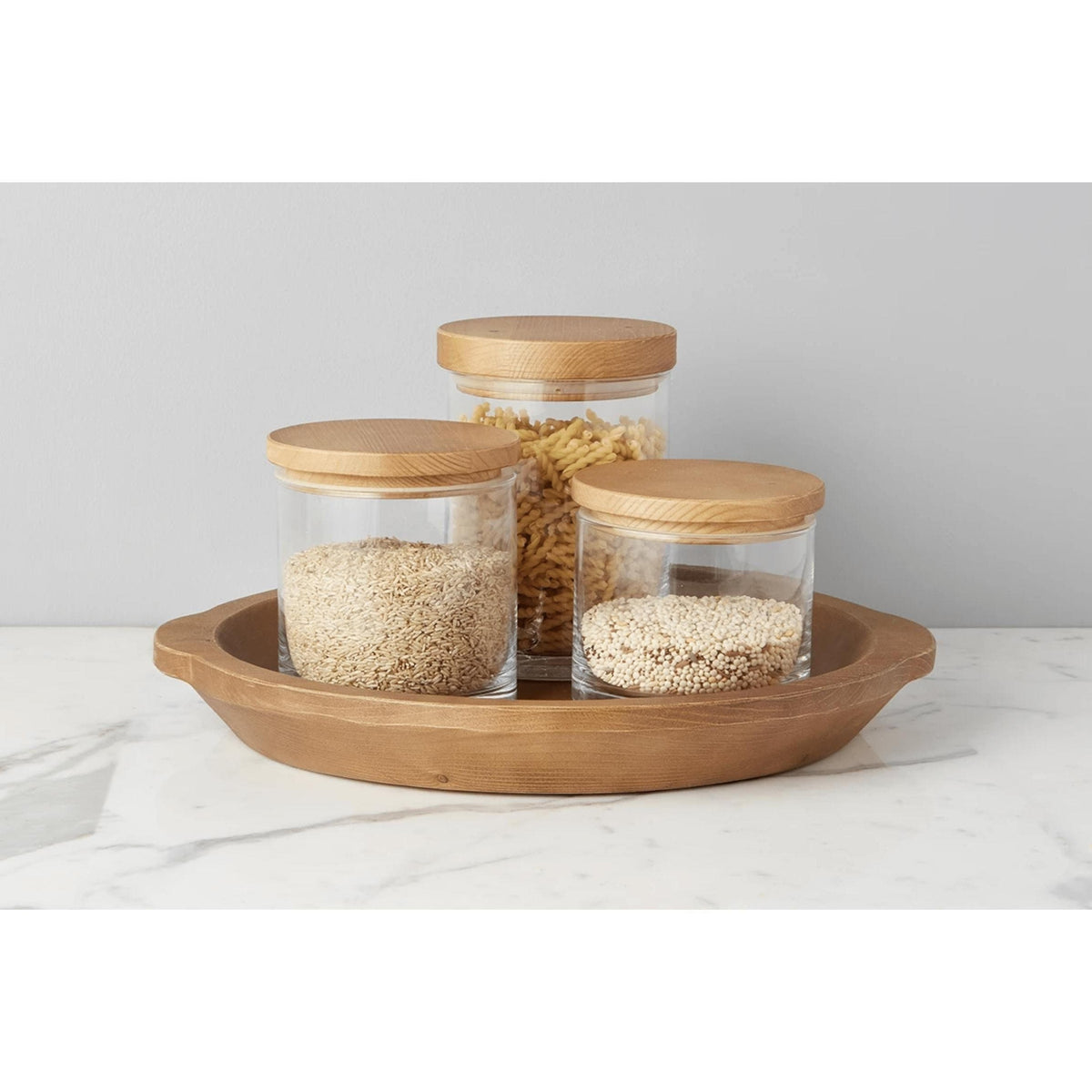 Natural Wood Top Kitchen Canisters