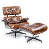 Barca Chestunut Leather Lounge Chair and Ottoman