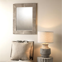 Grey Hair-On-Hide Rectangle Mirror