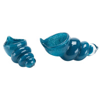 Ariel Blue Hand Blown Glass Shells