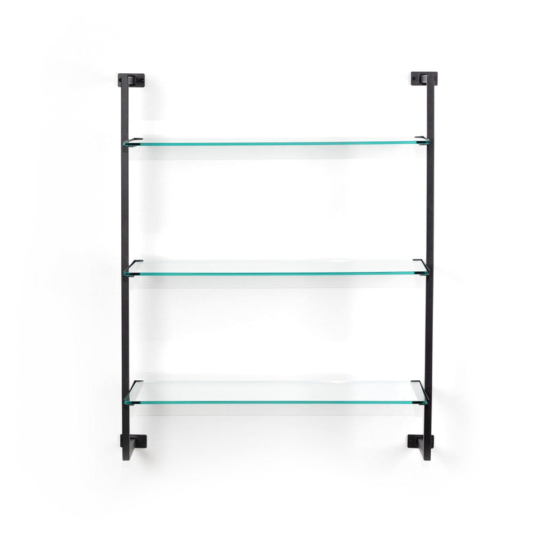 Clavin Black Iron & Glass Wall Shelf