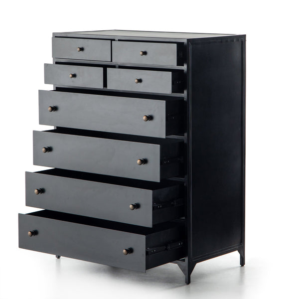 Bennett Black 8 Drawer Tall Dresser