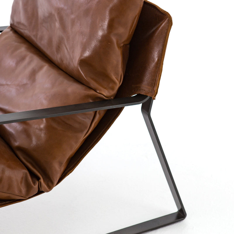 Emilio Brown Leather Sling Chair