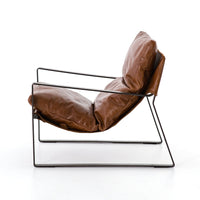 Emilio Brown Leather Sling Chair