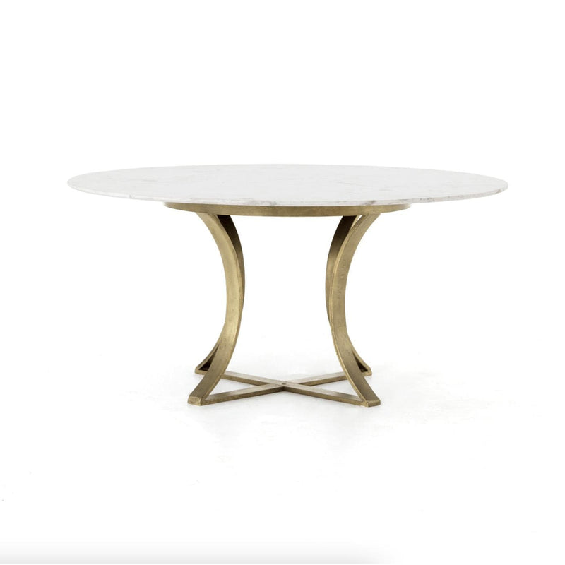 Garrett Polished White Marble Dining Table