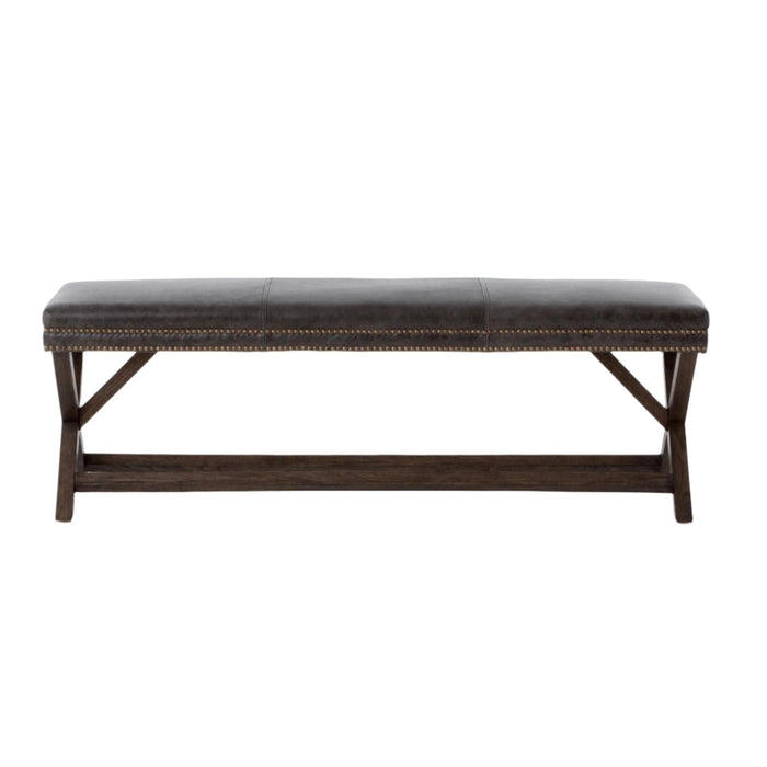 Egan Charcoal Leather Bench