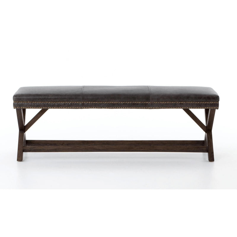 Egan Charcoal Leather Bench