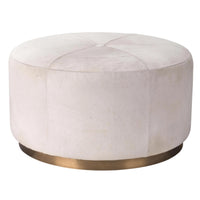 Large Thackeray White Hide Round Ottoman