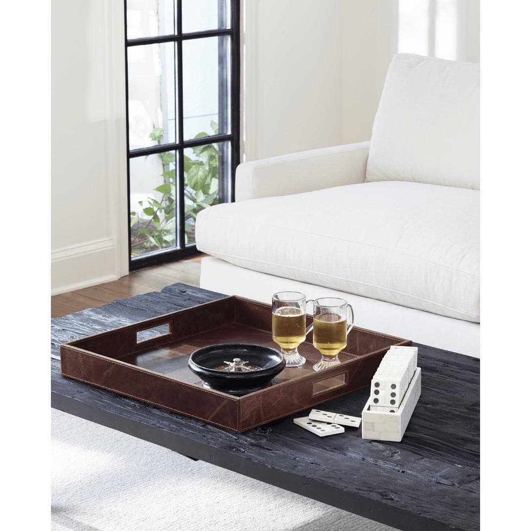 Derby Brown Square Leather Tray