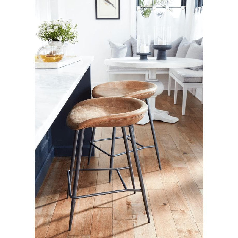 Marc Brown Leather Backless Stool