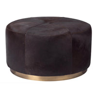 Thackeray Espresso Hide Round Ottoman