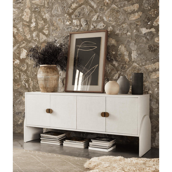 Creston Ivory Painted Linen Sideboard