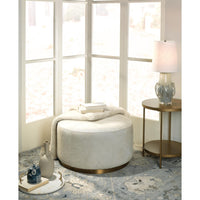 Thackeray White Hide Round Ottoman