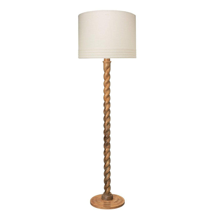 Barley Twist Floor Lamp in Natural Wood