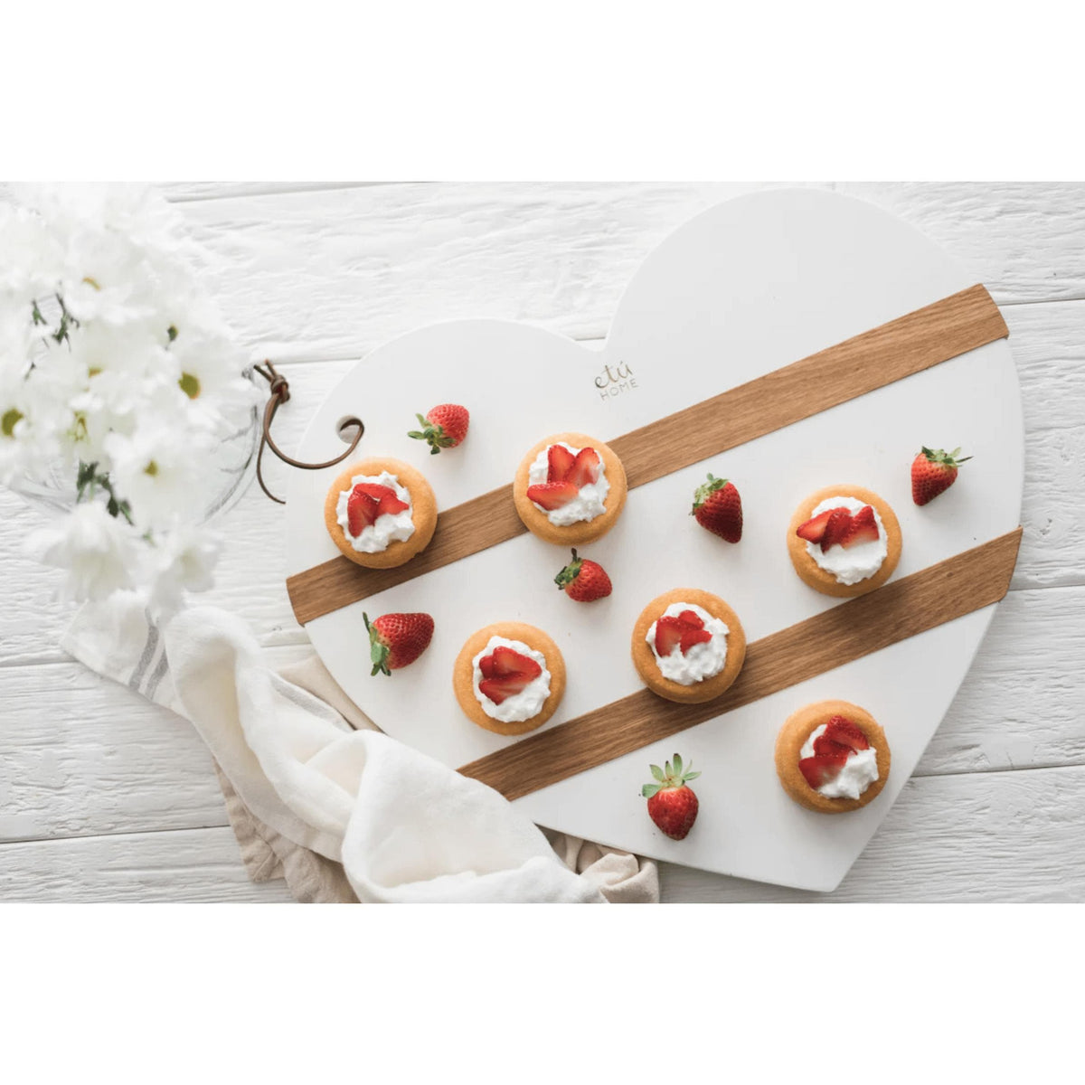 White Mod Heart Charcuterie Board, Large