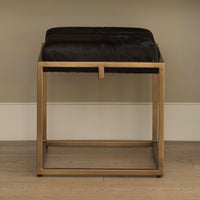 Shelby Espresso Hide & Brass Stool