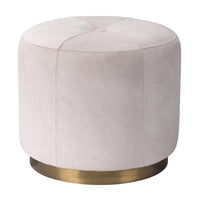 Thackeray White Hide Round Ottoman