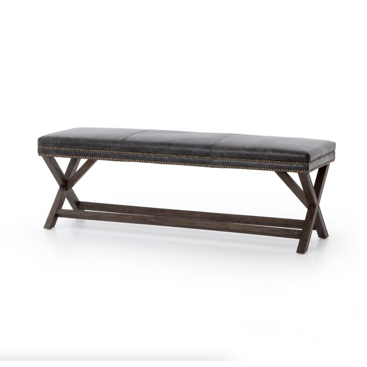 Egan Charcoal Leather Bench