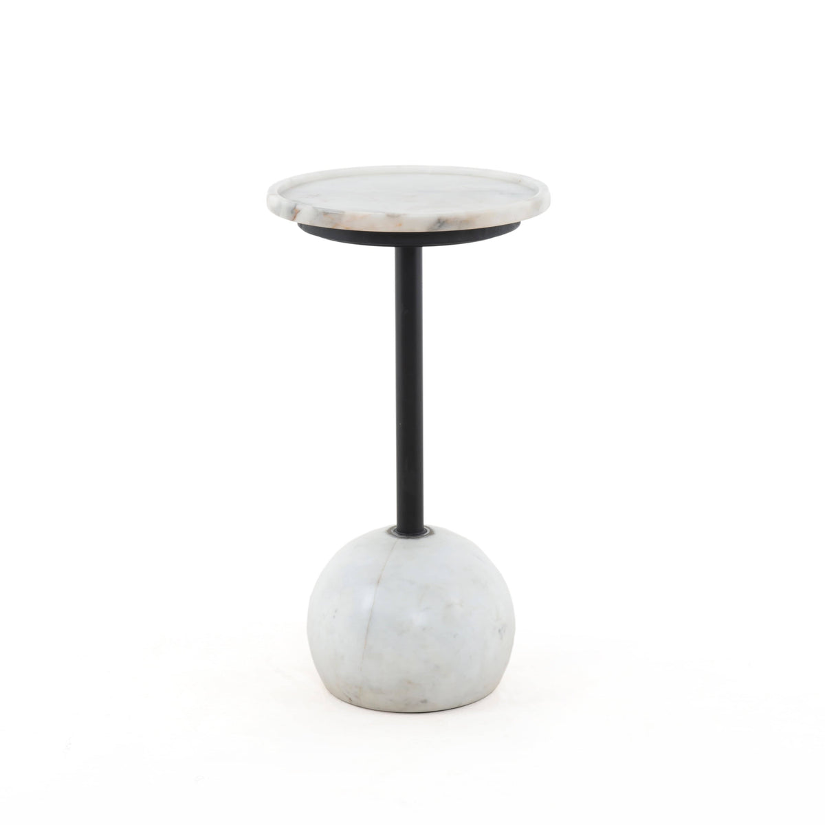 Valerie Polished White Marble Accent Table