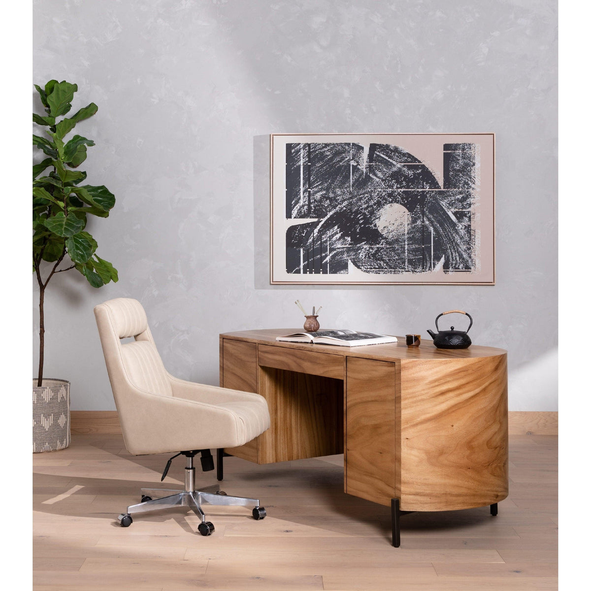 Lorah Light Brown Executive Desk