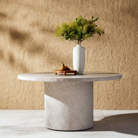 Oscar Round White Concrete Outdoor Dining Table