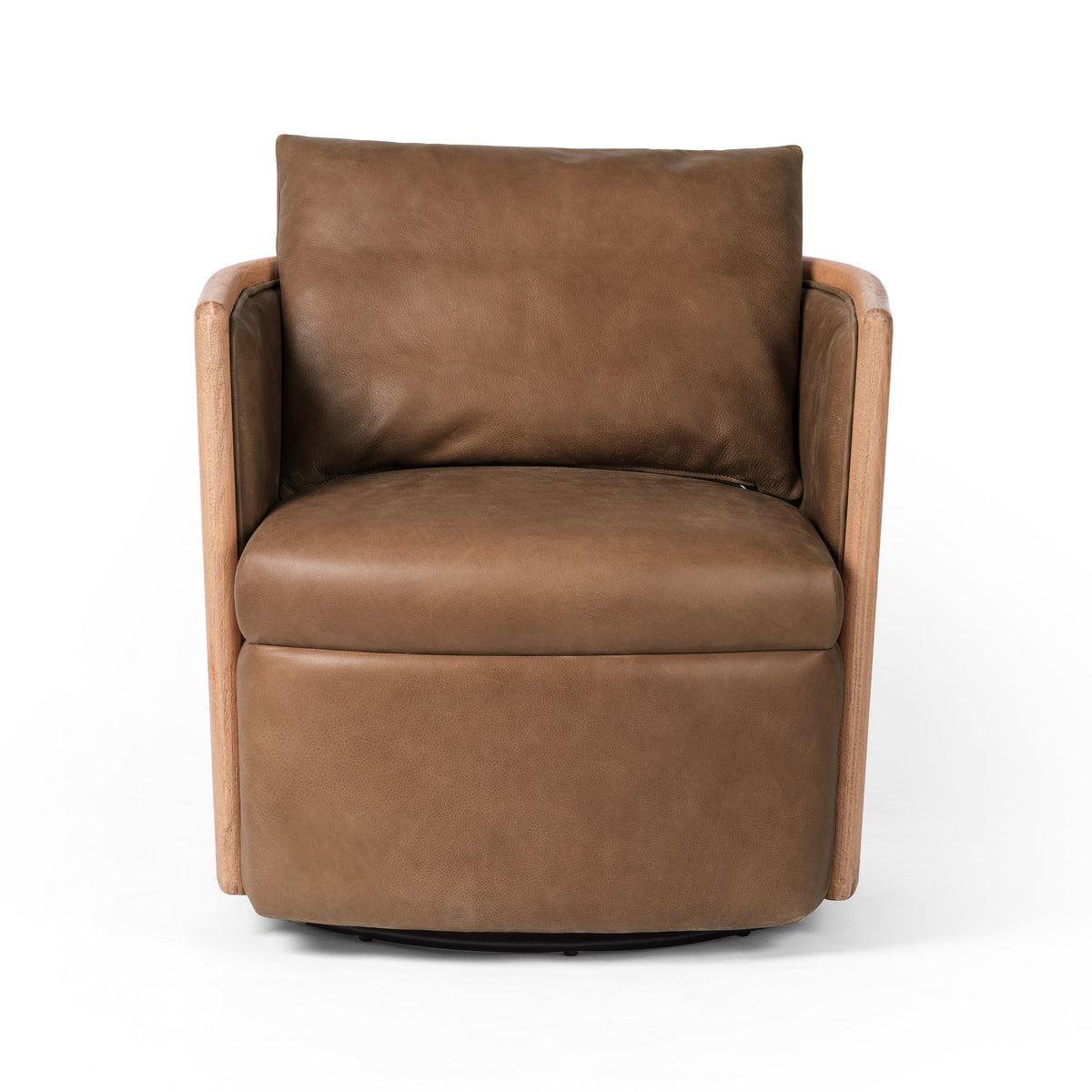 Millie Leather & Cane Swivel Chair