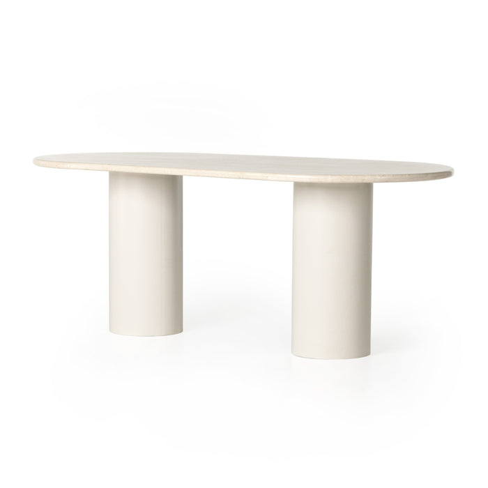 Baylor Cream Marble Oval Dining Table