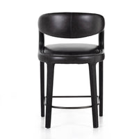 Hannah Black Leather Counter Stool