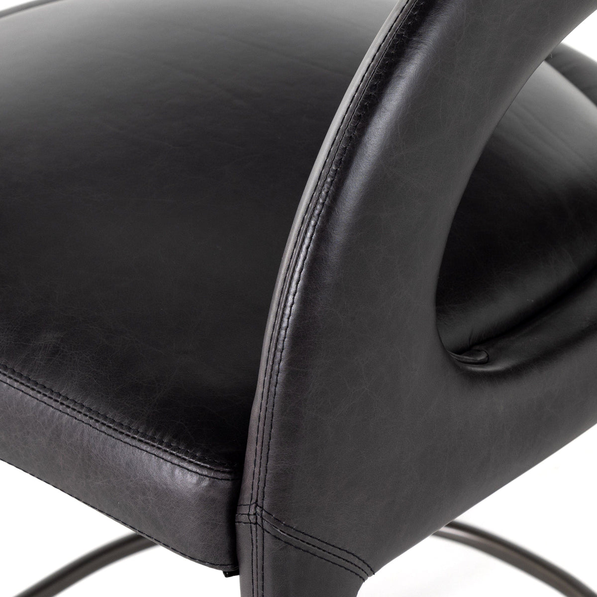 Hannah Black Leather Counter Stool