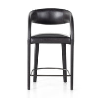 Hannah Black Leather Counter Stool